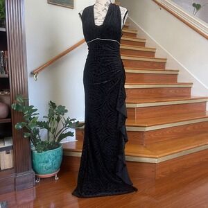 Vtg Y2k Betsy & Adam 10 Velvet Formal Dress Ruched Drape Romantic Dark Prom 2000